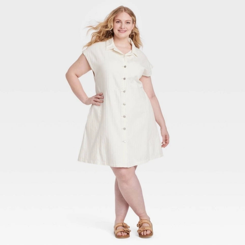 NWT Denim Off-White Flouncy Mini Dress Size 3X